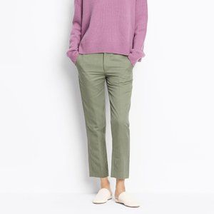VINCE Linen Blend Cropped Twill Pants Casual Sage Khaki Green Capri 4